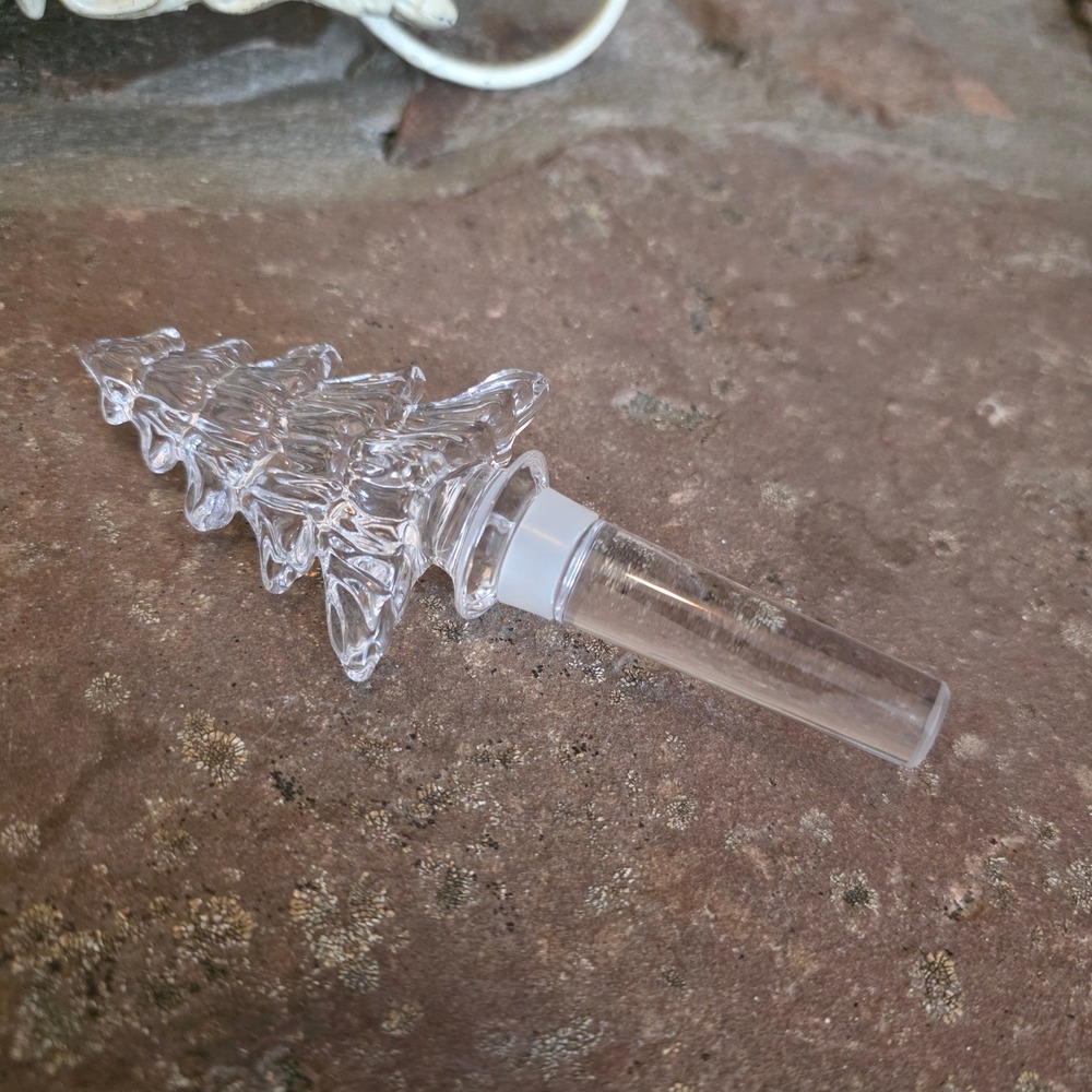 Clear Glass Christmas Tree Wine Bottle Stopper Holiday Gift Barware Vineyard
